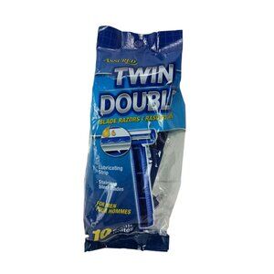 Razors Twin Double Blade Pack 10 Count Disposable Lubrication Strip